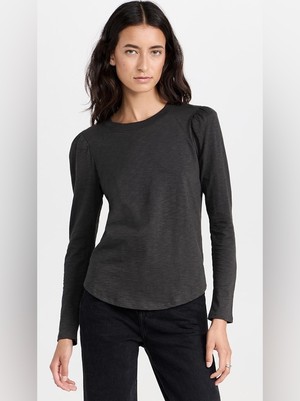 Veronica Beard charcoal gray Long-Sleeve Puff Shoulder Tee size medium